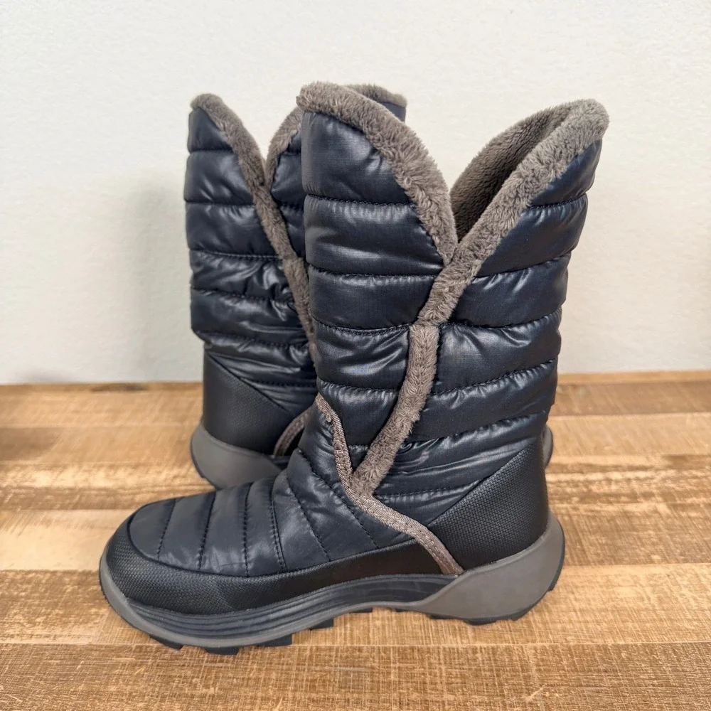 The North Face Amore II‎ Winter Boots Kids Size 1 Black Faux Fur Insulated